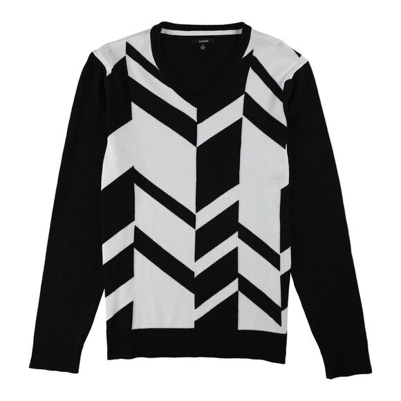 Alfani Mens Broken Chevron Pullover Sweater, Black, NWT - Picture 1 of 1